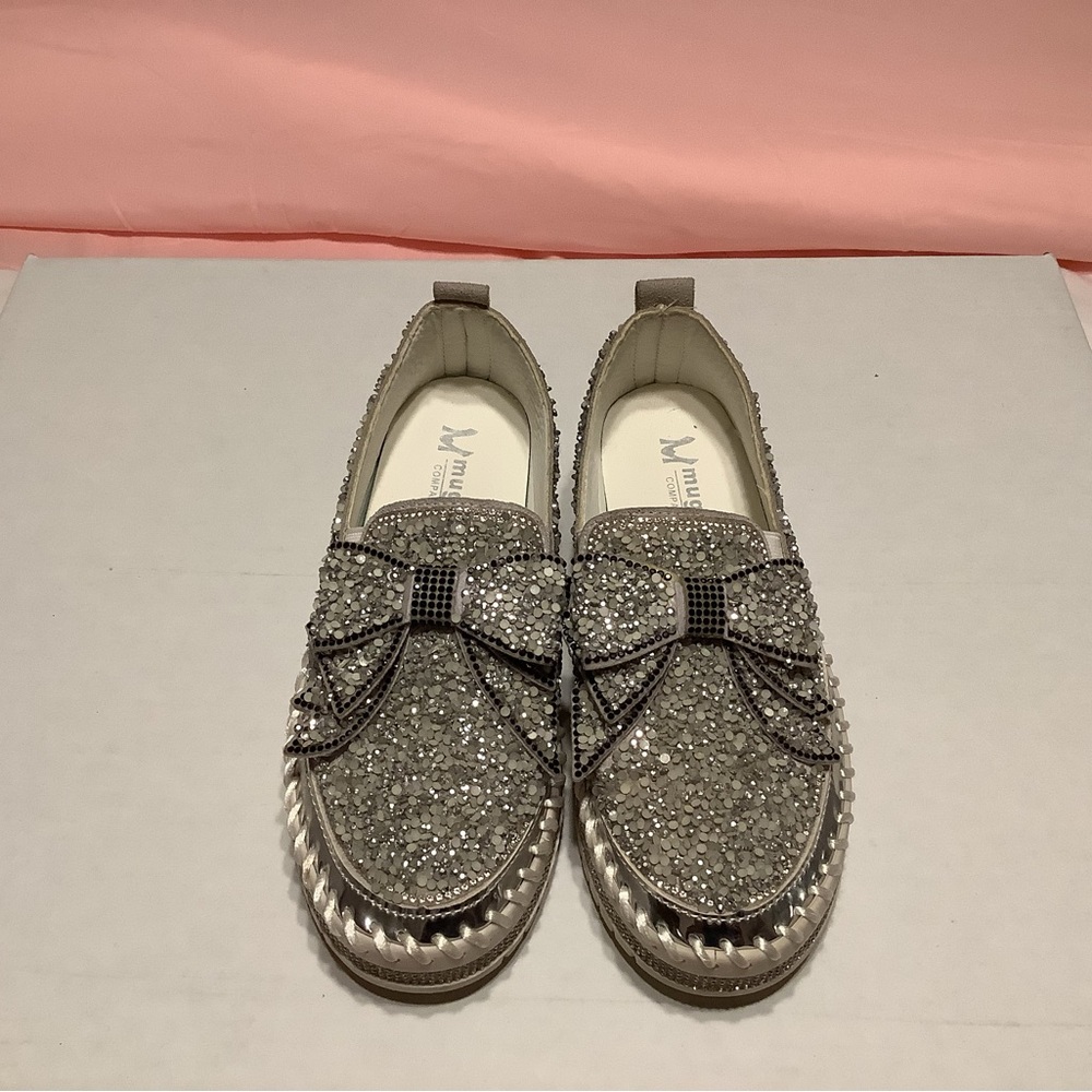 Embellished Silver Slip-On Loafers